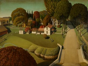Herbert Hooverin syntymäpaikka, West Branch, Iowa, 1931 (öljy masoniitille)