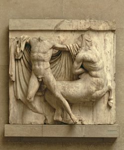 Lapith tappaa kentaurin, metooppi XXVII Parthenonin eteläpuolelta, 447-432 eKr. (marmori)