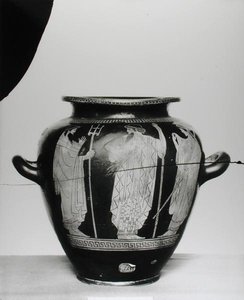 Poseidonia, Zeusta ja Heraa kuvaavat ullakon punahahmot, 525-400 eKr. (keramiikka) tekijältä Greek