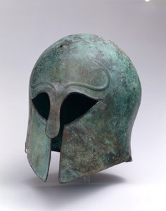 Pronssinen arkaainen korintialainen kypärä, n. 600-575 eKr. (pronssi) tekijältä Greek