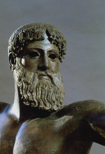 Poseidonin pää, n.460-450 eKr. pronssi, yksityiskohta kuvasta 111367