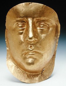 Rhescuporis III:n (210-228 jKr.) Bosporin kuninkaan naamio (kulta)