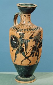 Attic Style Lekythos, joka kuvaa Herkules ja amatsonit (keraaminen) tekijältä Greek School