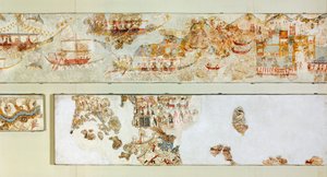 Meriretkiä, Akrotiri-fresco, Thera (nykyään Santorini), Kreikka, minolainen sivilisaatio tekijältä Greek School