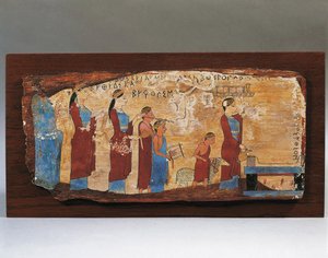 Votiivitaulu Pitsan luolasta, 540-530 eaa tekijältä Greek School