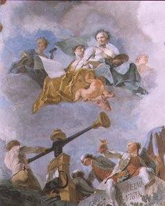 Allegoriset hahmot, yksityiskohta Suuren gallerian katosta, 1759-62 tekijältä Gregorio Guglielmi