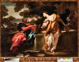 Kristus ja samarialainen nainen Jaakobin kaivossa Gregorio de Ferrarin (1647-1726) maalaus, Genes, Musei di Strada Nuova (inv n. PR 375)