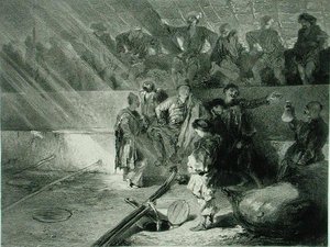 Viininvalmistus Kahetiessa, Georgiassa, levy 31 Kaukasusta käsittelevästä kirjasta, kaiverrettu Adolphe Mouilleron (1820-81), julkaisija Alfred Leon Lemercier, Pariisi