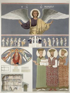 Freskot Nekrssin ortodoksisesta kirkosta lähellä Didoa, levy 48 Le Caucase pittoresque dessine apres nature -kirjasta, tekstillä kreivi Ernest Stackelberg, julkaistu 1847 tekijältä Grigori Grigorevich Gagarin
