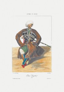 Ossetian prinssi Kazbek From: Kaukasuksen kohtauksia, maisemia, tapoja ja pukuja, 1840 tekijältä Grigori Grigorevich Gagarin