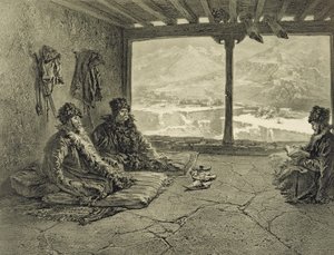 Sharia-luento Khosrakhissa, Dagestanissa, levy 50 Kaukasusta käsittelevästä kirjasta, kaiverrus Adolphe Mouilleron (1820-81), julkaisija Alfred Leon Lemercier, Pariisi, 1847 tekijältä Grigori Grigorevich Gagarin