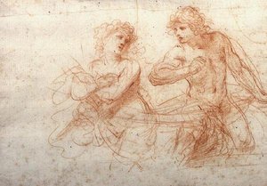 Tutkimus alastomasta miehestä ja naisesta (punainen liitu) tekijältä Guercino