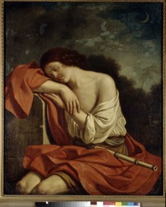 Nukkuva Endymion. Giovanni Francesco Barbierin maalaus, joka tunnetaan nimellä Guercino tai Le Guerchin (1591-1666), öljy kankaalle. italialaista taidetta tekijältä Guercino