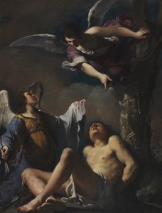 Pyhä Sebastián auttoi kaksi enkeliä tekijältä Guercino