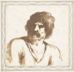 Miehen rintakuva tekijältä Guercino (attributed to)