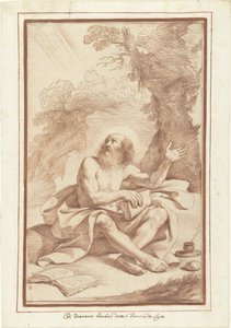 Pyhä Jerome erämaassa tekijältä Guercino (attributed to)