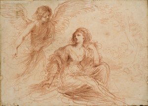 Enkeli ilmestyy Hagarille ja Ismaelille, n. 1653 tekijältä Guercino