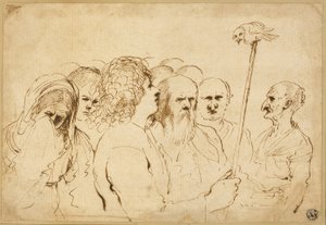 Figuuriryhmä, pöllö pylväässä tekijältä Guercino