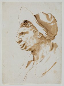 Talonpojan pää profiilissa vasemmalle päin tekijältä Guercino