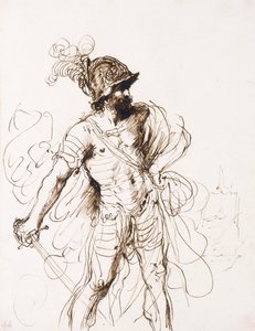 Mars, hänen miekkansa, kääntyi oikealle, tekijältä Guercino