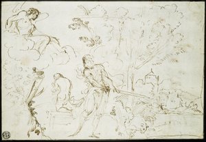 Iisakin uhri (etusivu); Jaakobin uni (kääntöpuoli). tekijältä Guercino