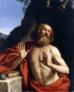 Pyhä Hieronymus erämaassa, tekijältä Guercino