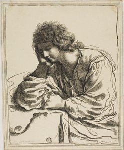 Pyhä Johannes evankelista meditaatiossa tekijältä Guercino