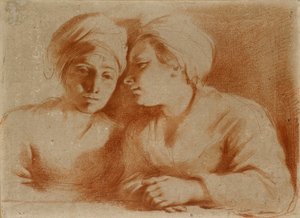 Kaksi naista istumassa, 1600-luvun puoliväli tekijältä Guercino