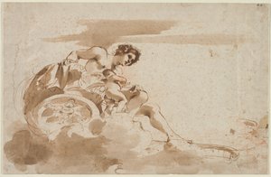 Venus ja Amor vaunuissa tekijältä Guercino