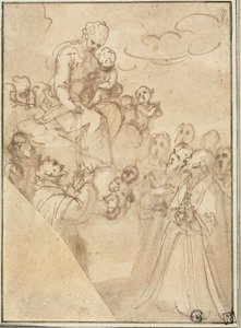Madonna Rosary Dominicin ja muiden pyhien kanssa