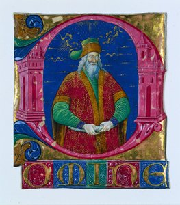Alkuperäinen D[omine] kuorokirjasta: King Solomon, n. 1470-1480. tekijältä Guglielmo Giraldi del Magri [or del