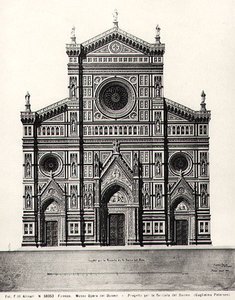 Suunnittelu Firenzen Santa Maria del Fioren tai Duomon julkisivuun tekijältä Guglielmo Petersen