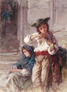 Nuori viulisti, n. 1880 (wc paperilla)