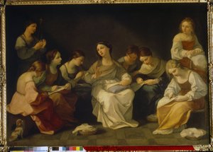 Neitsyen koulutus. (The Education of the Virgin). Guido Renin (1575-1642) maalaus öljy kankaalle tekijältä Guido Reni