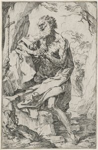Saint Jerome (etsaus paperille) tekijältä Guido Reni