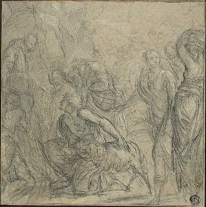 Tutkimus pyhälle Benedictille, joka saa lahjoja talonpoikaisilta tekijältä Guido Reni