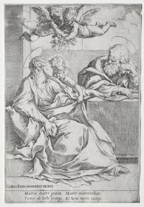Pyhä perhe kahdella enkelillä tekijältä Guido Reni