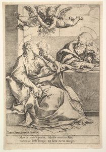 Pyhä perhe kahdella enkelillä. tekijältä Guido Reni