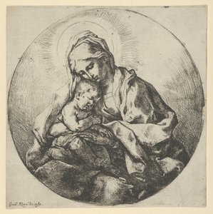 Neitsyt pitelee vauvaa Kristusta oikean kätensä sormet piilossa, a ..., n. 1600-1640. tekijältä Guido Reni