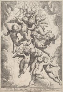 Enkelit kunniassa tekijältä Guido Reni, after Luca Cambiaso