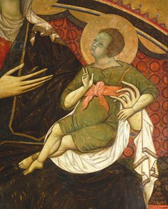 Jeesus-lapsi, yksityiskohta Majesteetilta Guido da Siena (n. 1230-n. 1290) Pilarisali, Palazzo Pubblico (kaupungintalo), Siena tekijältä Guido da Siena