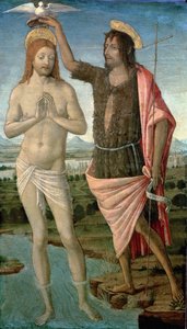 Kristuksen kaste, 1486 (tempera paneelissa) tekijältä Guidoccio di Giovanno Cozzarelli