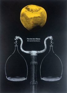 Kolmesta pahasta, Näin puhui Zarathustra, 2025 (puupiirros ja silkkipaino) tekijältä Guilherme Pontes