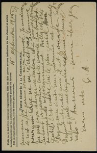Nimikirjoituspostikortti Jean Molletille, päivätty 16. syyskuuta 1915 tekijältä Guillaume Apollinaire