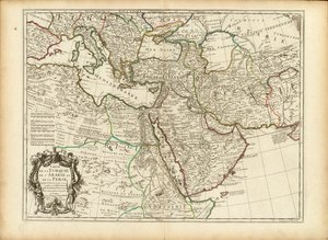 Guillaume Delislen kartta Ottomaanien ja Persian valtakunnista vuodelta 1701 (rajattu). tekijältä Guillaume Delisle