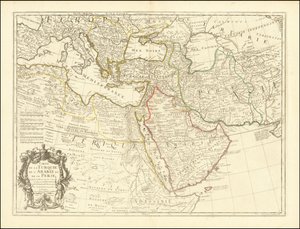 1701 kartta - Turkin, Arabian ja Persian kartta tekijältä Guillaume Delisle