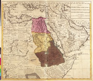 Egyptin, Nubian (Sudan) ja Abessinian (Etiopia) kartta (etsaus