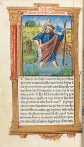 Painettu tuntikirja (Rooman käytössä): fol. 101v, St. Christopher. tekijältä Guillaume Le Rouge