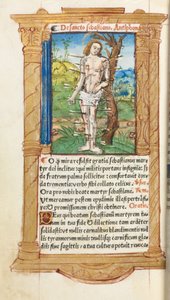 Painettu tuntikirja (Rooman käyttö): fol. 102v, St. Sebastian. tekijältä Guillaume Le Rouge