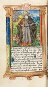 Painettu tuntikirja (Rooman käytössä): fol. 104v, Pyhän Antoniuksen apotti. tekijältä Guillaume Le Rouge